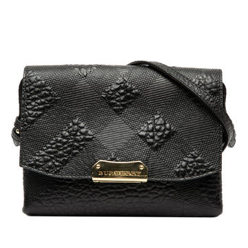 Burberry Embossed Grain Check Leather
