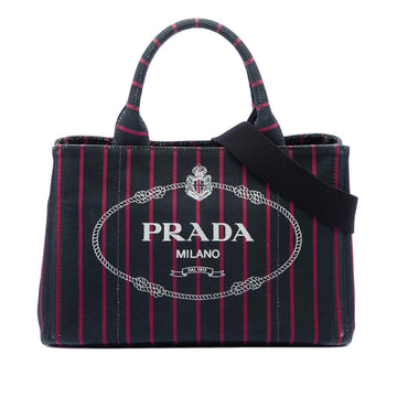 Prada Small Canvas Canapa Logo Stripes