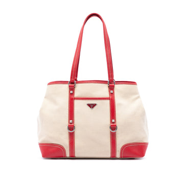 Prada Studded Leather Trimmed Canvas