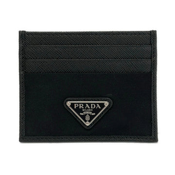 Prada Black Nylon Leather Card Case