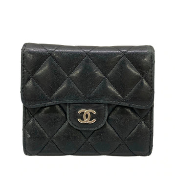 Chanel Matelasse Black Lambskin Trifold