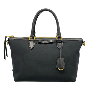 Prada Logo Jacquard Black Leather