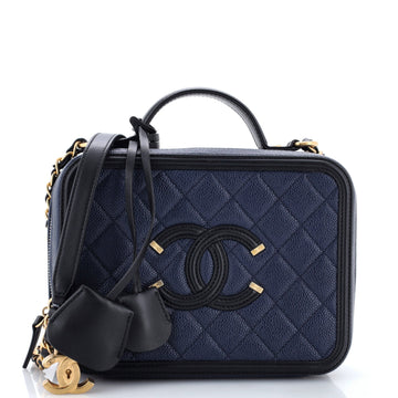 Chanel Filigree Vanity Case Quilted