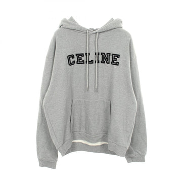Celine Flocked Logo Hoodie Tops Cotton