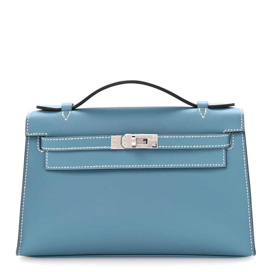Hermes Swift Kelly Pochette Clutch Blue