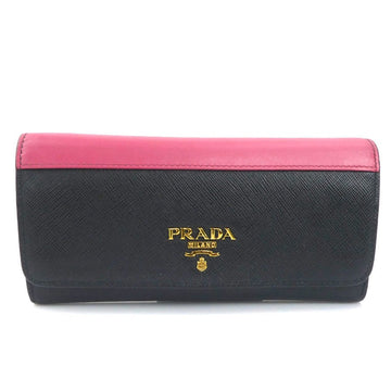 Prada Logo Long Wallet Black/Pink