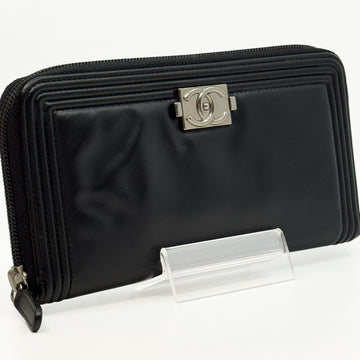 Chanel Boy Zip Around Long Wallet Mat