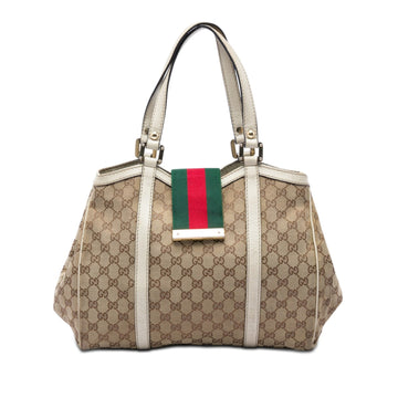 Gucci Gg Canvas Web New Ladies Tote Pre-