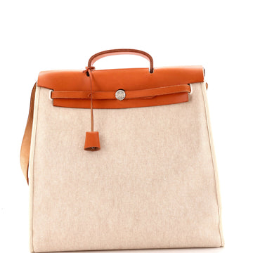 Hermes Herbag Toile And Leather Mm