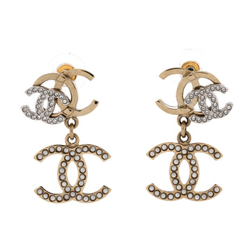 Chanel Triple Cc Drop Earrings Metal