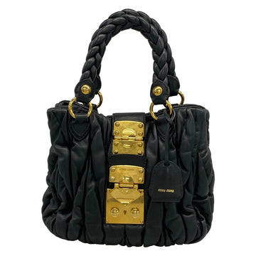 Miumiu Matelasse Black Leather Handbag
