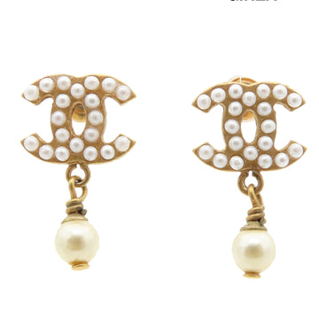 Chanel Cc Gold Plated Faux Pearl Swing