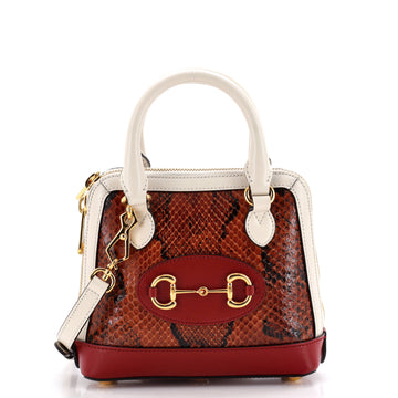 Gucci Horsebit Top Handle Bag Python And