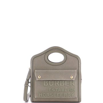 Burberry Logo Pocket Tote Canvas With
