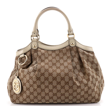 Gucci Sukey Tote Gg Canvas With Leather