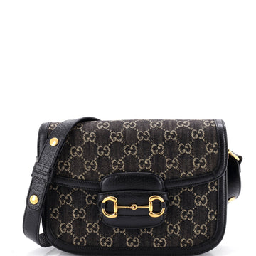 Gucci Horsebit Shoulder Bag Gg Denim