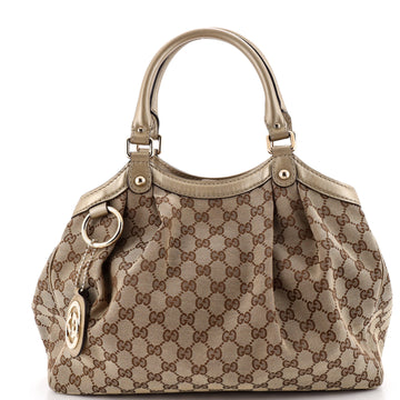 Gucci Sukey Tote Gg Canvas With Leather