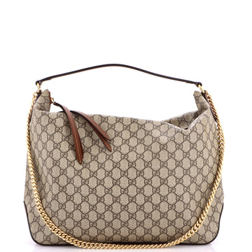 Gucci Chain Hobo Gg Coated Canvas Large