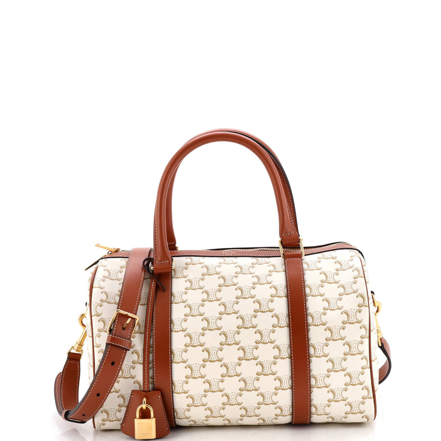 Celine Boston Bag Triomphe Coated Canvas