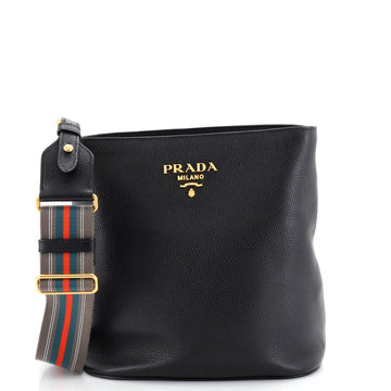 Prada Logo Bucket Messenger Bag Vitello