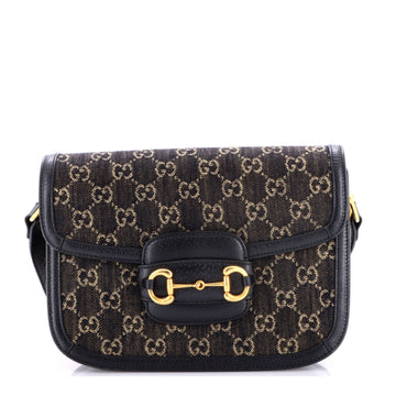 Gucci Horsebit Shoulder Bag Gg Denim