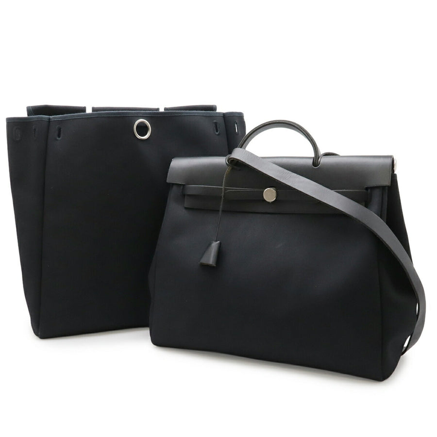 Hermes Herbag Toile And Leather Mm