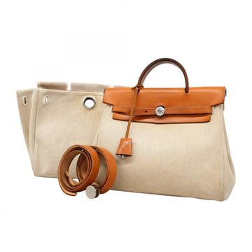Hermes Herbag Toile And Leather Mm