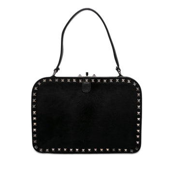 Valentino Pony Hair Rockstud Top Handle