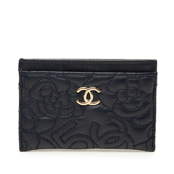 Chanel Cc Embossed Lambskin Camellia
