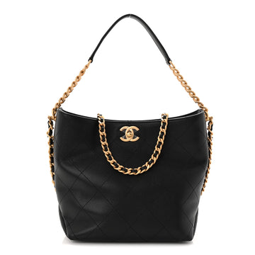 Chanel Caviar Quilted Hobo Black