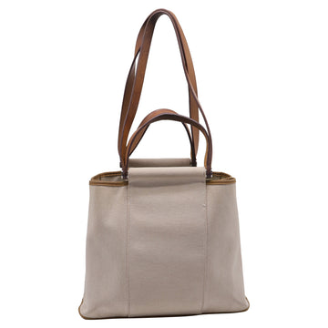 Hermes Cabag Handbag Toile And Leather