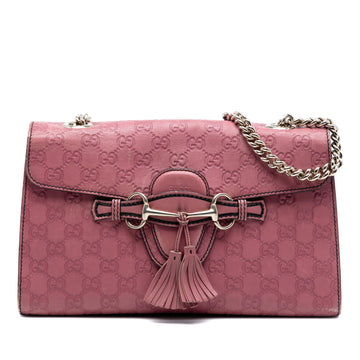 Emily Chain Flap Bag Guccissima Leather