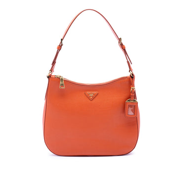 Prada Lux Zip Hobo Saffiano Leather