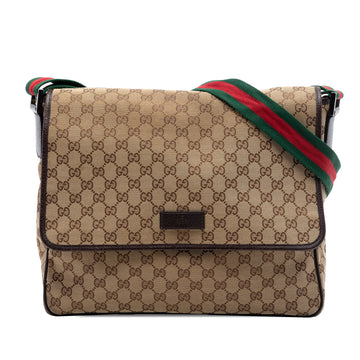 Gucci Web Strap Flap Messenger Gg Canvas