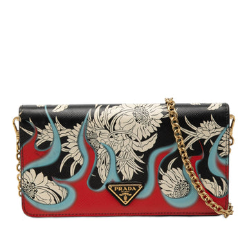 Prada Wallet On Chain Printed Leather