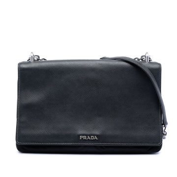 Prada Chain Flap Crossbody Bag Tessuto