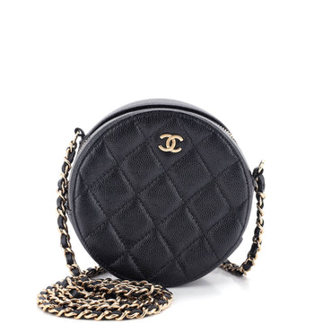 Chanel Round Clutch With Chain Quilted