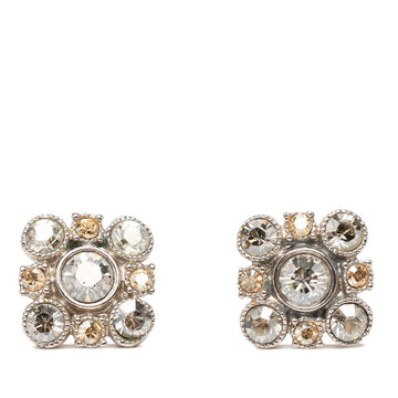 Chanel Rhinestone Earrings Metal And