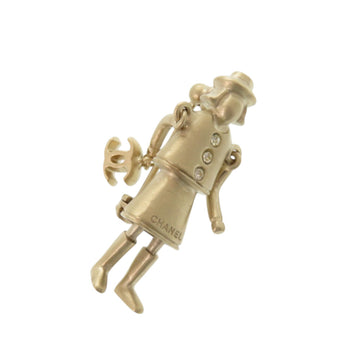 Chanel Cc Logo Brooch Gold-Tone Metal