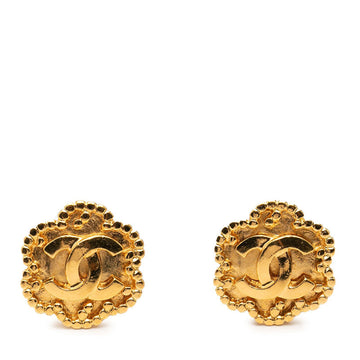 Chanel Cc Logo Flower Clip-On Earrings