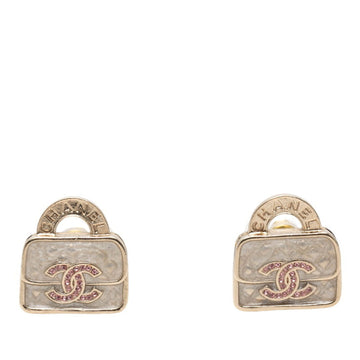 Chanel Cc Logo Earrings Gold-Tone Metal
