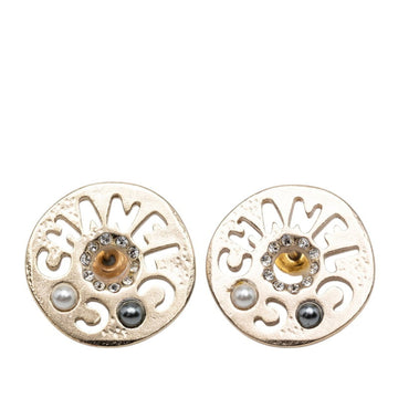 Chanel Pearl Earrings Rhinestone