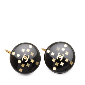 Chanel Cc Logo Earrings Gold-Tone Metal