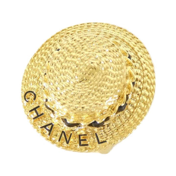 Chanel Brooch Metal Black And Gold