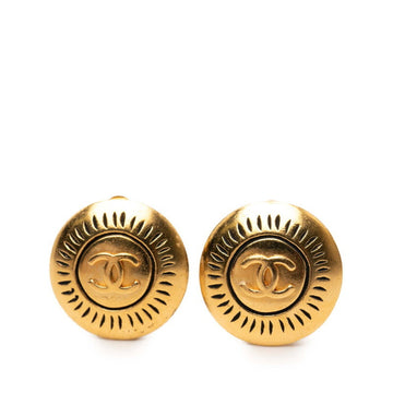 Chanel Cc Logo Round Clip-On Earrings