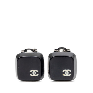 Chanel Cc Logo Clip-On Earrings Silver-