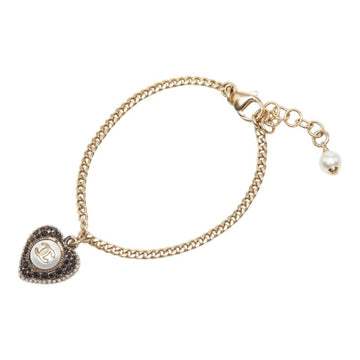 Chanel Cc Logo Heart Bracelet Gold-Tone