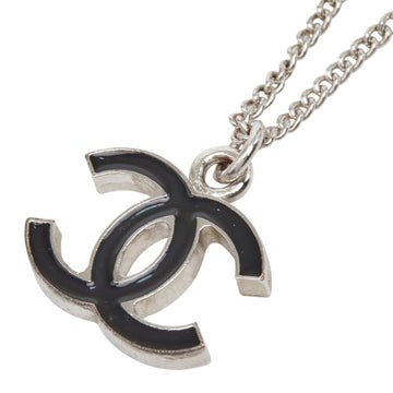 Chanel Cc Logo Pendant Necklace Silver-