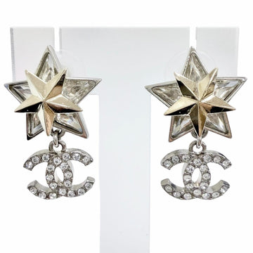 Chanel Cc Logo Star Earrings Sterling