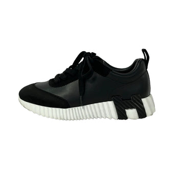 Hermes Black White Leather Women's